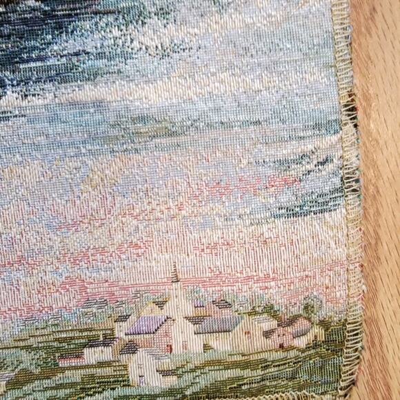 VTG 27x27 Tapestry Fabric Sample LaCrosse Furniture Co Country Nautical Landscap - Picture 6 of 7